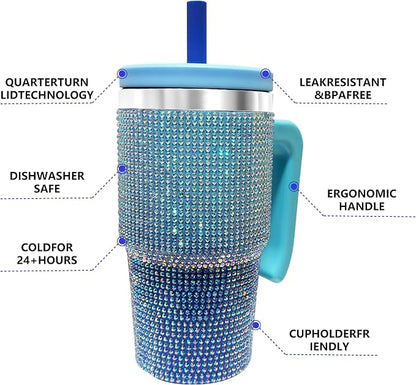 20-OZ Insulated Water Bottle,Insulated Stainless Steel Tumbler,Reusable Cold Drink Thermos,BPA-Free, Double-Wall Stainless Steel Water Bottle (Royal Blue - Diamond, 20, Fluid Ounces) - Image 5