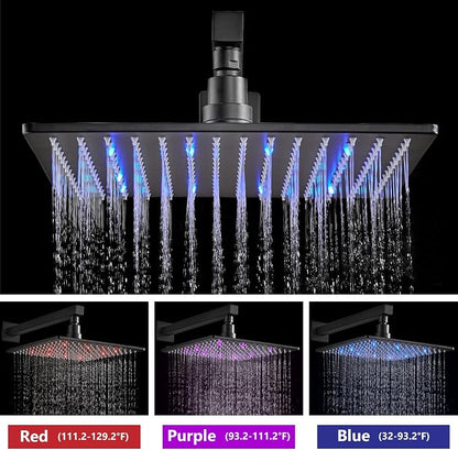 Aolemi Shower Faucet Set with Handheld Spray High Pressure Shower System Shower Faucets Sets Complete Rough-in Valve and Shower Trim Kit Wall Mount Rainfall 10 Inch LED Shower Head Matte Black - Image 2