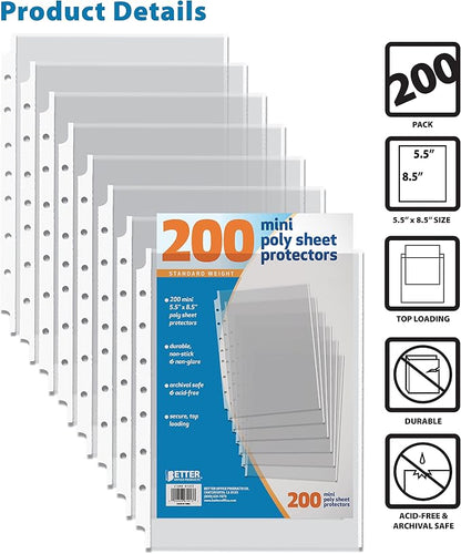 Better Office Products 200 Count Mini Poly Sheet Protectors, Standard Weight - Image 3