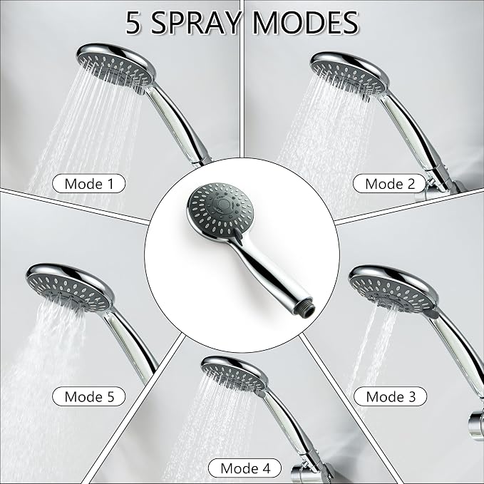 Chrome Tub Spout with Diverter, 5 Settings All Metal Bathtub Faucet with Spraye High Pressure Bath Tub Spout Faucet Set - Image 5