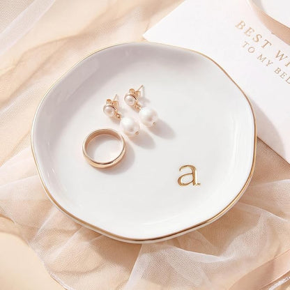 Ceramic Jewelry Tray, Personalized Initial Jewelry Dish by GIVITASOT