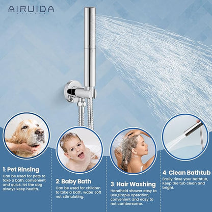 Airuida 3-Function Rain Shower System Set – Wall Mount Tub Shower Combo with Handheld Shower and Tub Spout,10 Inch Shower Head,Chrome Polish - Image 8