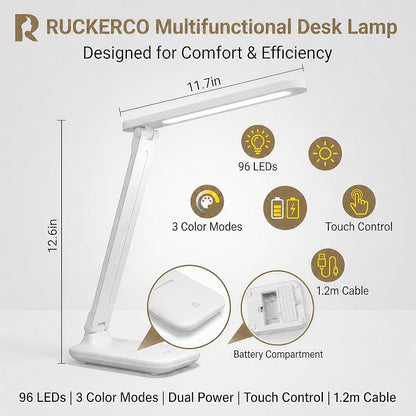R RUCKERCO Led Desk Lamp Dimmable Desk Light Reading Lamp 3 Lighting Modes - Image 5