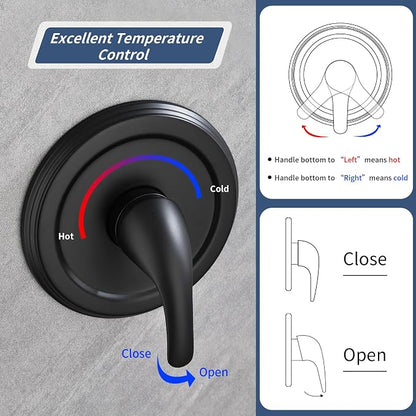 Taplong Shower Faucet Set Dual 2 in 1 Shower Head Kit High Pressure Combo Shower System 7 Modes ABS Handheld Spray Shower Trim Kit Combo Set Shower Fixtures Dual Shower Head Combo,Matte Black-TP038A - Image 5