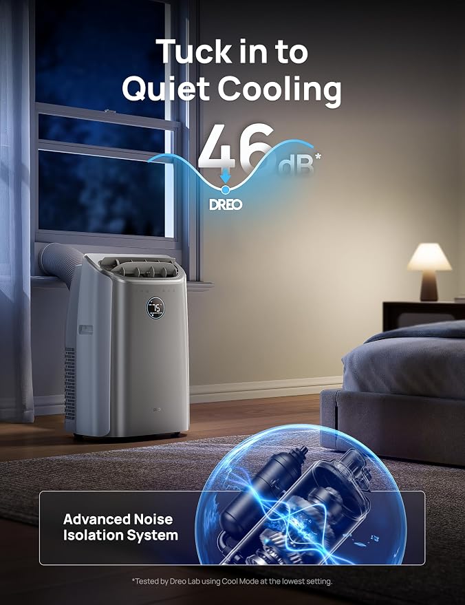 DREO Portable Air Conditioners, 12,000 BTU AC Unit for Bedroom with Drainage-free Cooling, 46dB Quiet, APP/Voice/Remote, 24h Timer with Fan & Dehumidifier, Smart Standing AC for Room Indoors, AC515S - Image 3
