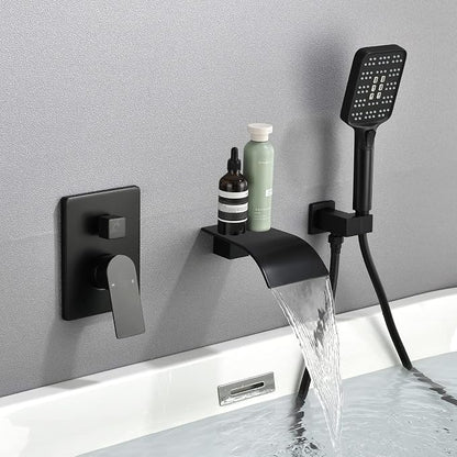 Bathtub Faucet Set with Handheld Sprayer Tub Filler Faucets with Rough-in Valve Trim Kit Wall Mount Tub Faucets Matte Black by DIFEINISANITARYWARE---showerfaucet---