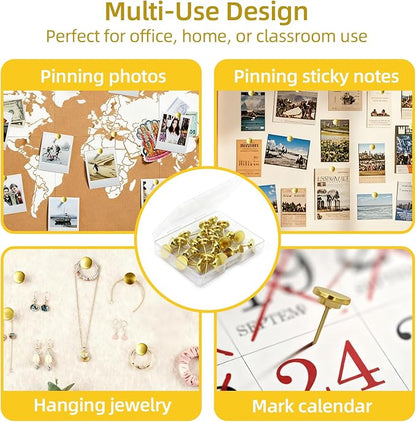 Gold Push Pins, 30 Pack Decorative Metal Thumb Tacks - Image 5