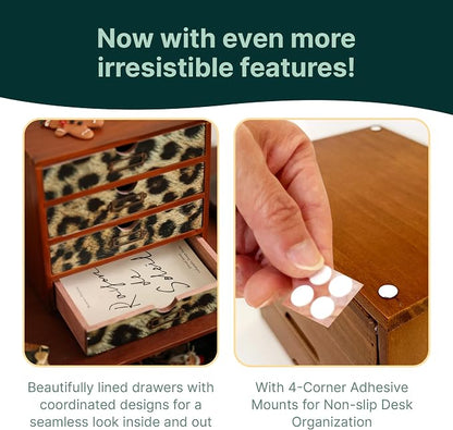 Classic Leopard Print Wooden Desk Organizer - Image 7