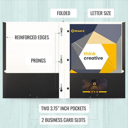 Better Office Products Black Paper 2 Pocket Folders - Image 3