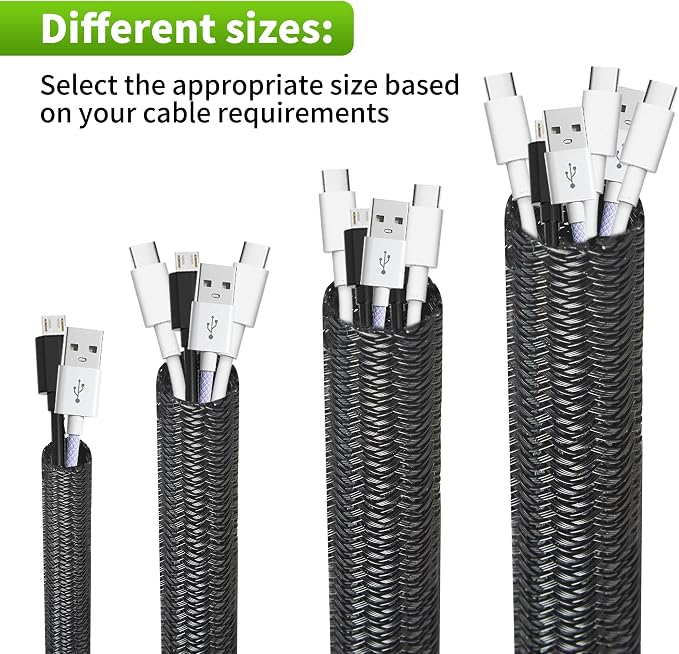Split Wire Loom 3/4 Inch 50ft, Braided Cable Sleeve - Image 5