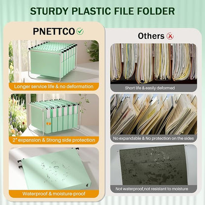 12 Pack Hanging File Folders, Filing Folders Hanging Reinforced, Plastic - Image 6