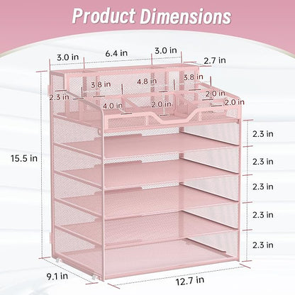 6 Tier Mesh Desk Organizer - Image 2