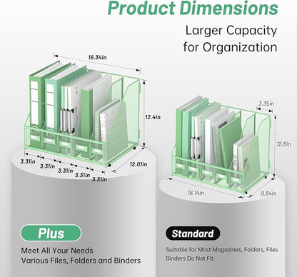 DALTACK 5 Vertical Compartments Magazine File Holder, Binder Organizer - Image 2