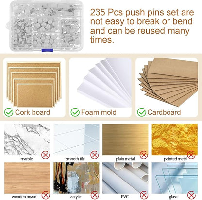 Utron 235 Pcs Push Pins Set, Thumb Tacks, Push Pins - Image 3