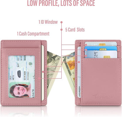 Travelambo Slim Wallet Front Pocket Minimalist Leather RFID Blocking Medium Size - Image 5