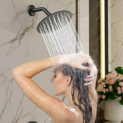 Esnbia Matte Black Shower Faucet Set, 8-Inch Rain Shower Head and Handle Set, Bathtub Shower Faucet Set with Single Handle and Tub spout, Shower Valve Included, Matte Black - Image 4