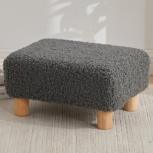 Small Foot Stool Ottoman, Sherpa Footstool Ottoman Foot Rest by FIMIVIBI