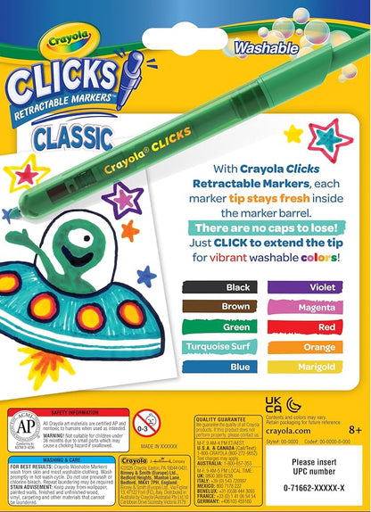 Crayola Clicks Retractable Tip Markers, Washable Cone Tip Art Marker Set - Image 4