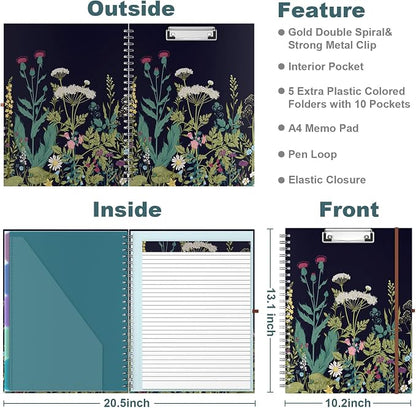 Hongri Clipboard Folio with Refillable Lined Notepad, 8.5 x 11 Folders with - Image 3