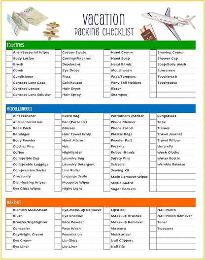 Vacation Packing List by ZieglerWorld