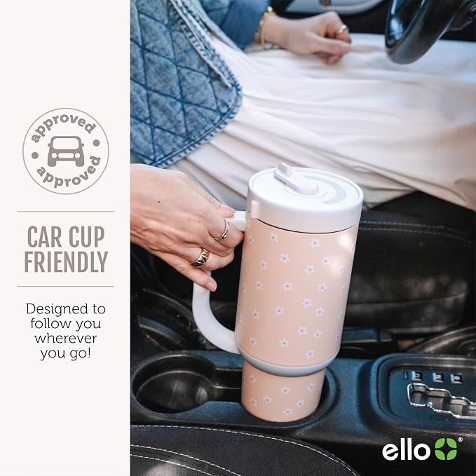Ello Oasis 40 oz Tumbler with Handle & Retracting Straw | Reusable Insulated Stainless Steel Cup 100% Leakproof, Gifts for Teens Women Men | Keeps cold for 20 Hours, Cup Holder Friendly, Grayscale - Image 6