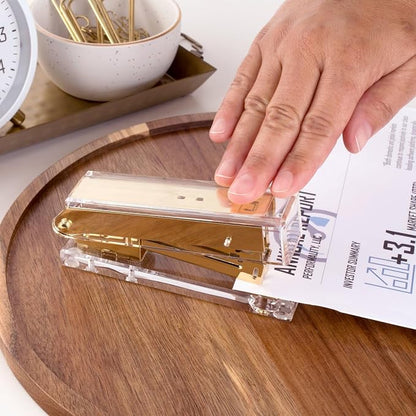 Swingline Compact Clear Acrylic Gold Stapler, 20 Sheet Capacity, Half Strip - Image 6