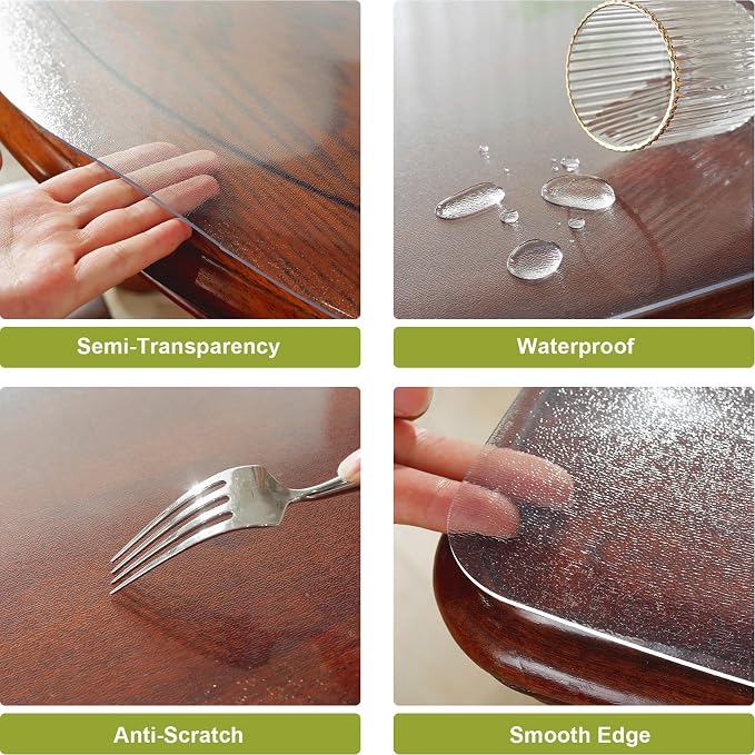 OstepDecor 30 x 72 Inch Frosted Table Cover Protector, 2mm Thick Clear Plastic - Image 3
