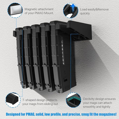 Solid ABS 6X Standard PMAG Wall Mount, Mag Holder, Home Magazine Storage Rack - Image 4