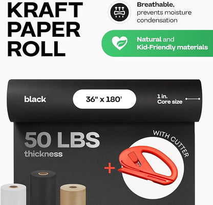 Black Kraft Paper Roll 36" x 2160" - Image 2