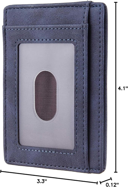 Travelambo Slim Wallet Front Pocket Minimalist Leather RFID Blocking Medium Size - Image 5