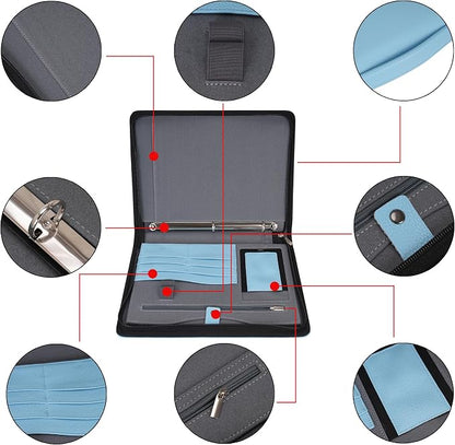 Wonderpool Travel Zippered Portfolio 3 Ring Binder A4 Padfolio Document Case - Image 6