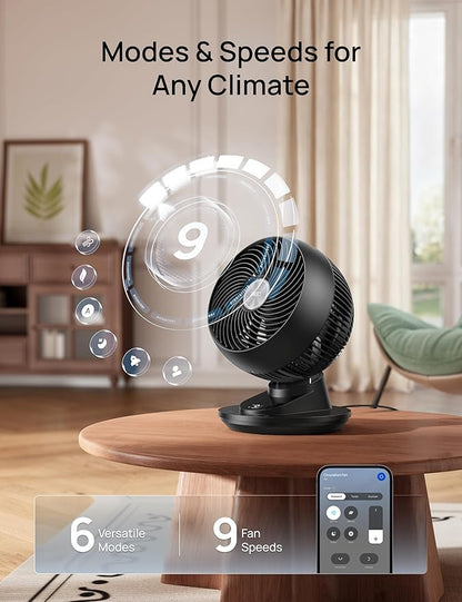 DREO Smart Fan for Bedroom, Powerful 85 ft Airflow, 12 Inches, Desk Fans in 20dB Quiet, 90°+90° oscillating fans, App/Voice Control, 9 Speeds & 8/12H Timer for Home Office Dorm - Image 2