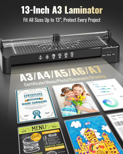 13 Inch Laminator Machine with Sheets 50pcs, Paper Trimmer Corner Rounder Scale - Image 7