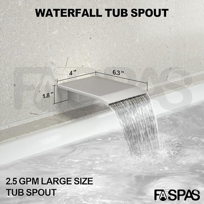 Shower System with Tub Spout, 10-Inch High-Pressure Rain Showerhead and Handheld Combo, Brushed Nickel Shower Faucet Set with Rough-in Valve and Trim Kit, Wall Mounted All-Metal Shower Set - Image 4