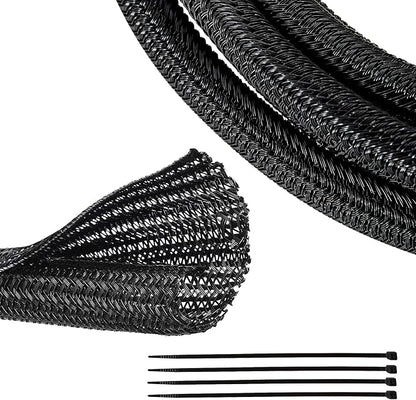RED WOLF Braided Wire Cable Sleeve Split Wiring Sleeving 10 Feet by REDWOLF