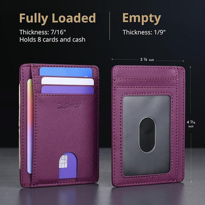 Buffway Slim Minimalist Front Pocket RFID Blocking Leather Wallets - Image 5