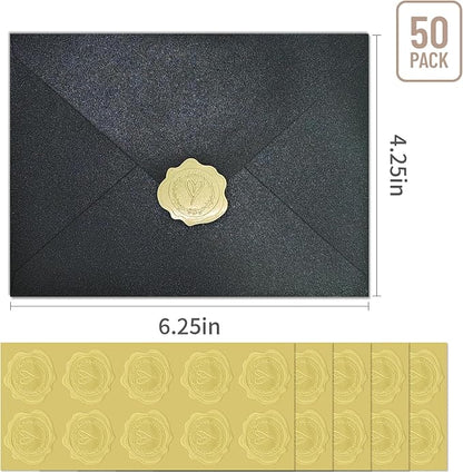 50 PCS 4x6 Pearl Black Envelopes - Image 2