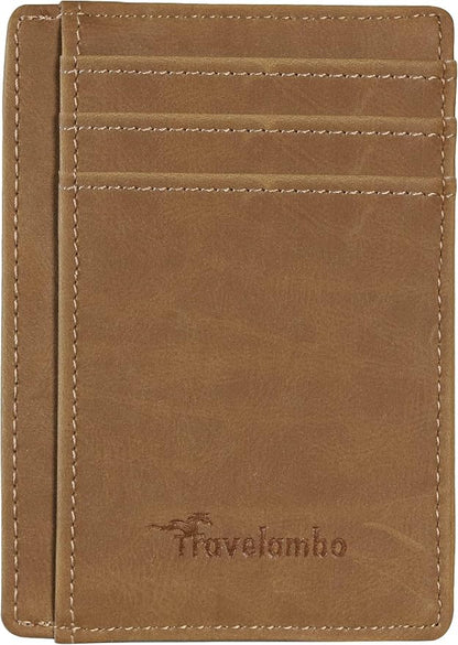 Travelambo Slim Wallet Front Pocket Minimalist Leather RFID Blocking Medium Size - Image 9