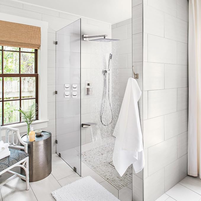 Shower Faucet Set Complete with Tub Spout Shower System Wall Mounted with 12 inch Rainfall Shower Head and Handheld Shower Rain Shower Combo for Bathroom, Brushed Nickel - Image 3