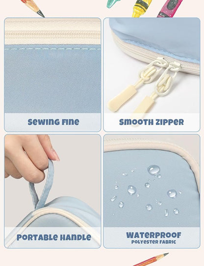 SUNEE Cute Pencil Case, Aesthetic Pen Pouch, Colored Large Pencil Bag - Image 5