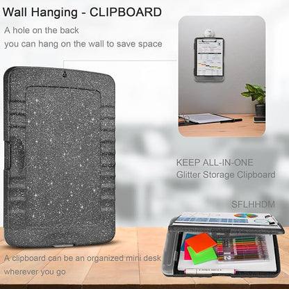SFLHHDM Glitter Clipboard with Storage, Plastic Storage Clipboard with Pen - Image 6