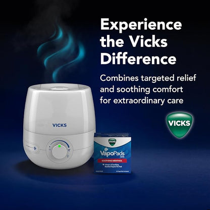 Vicks NaturalCare Cool Mist Ultrasonic Humidifier, Small Room Humidifier for Bedroom, Diffuser with Nighttime Light, Works with Vicks VapoPads, White - Image 9