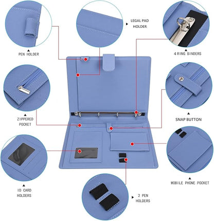 Wonderpool A4 PU Leather 3 & 4 Ring Holder Writing Portfolio Multi Document Case - Image 5