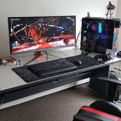 Gaming Mouse Pad Large 31.5 x 11.8in Topographic Keyboard Mousepad - Image 3