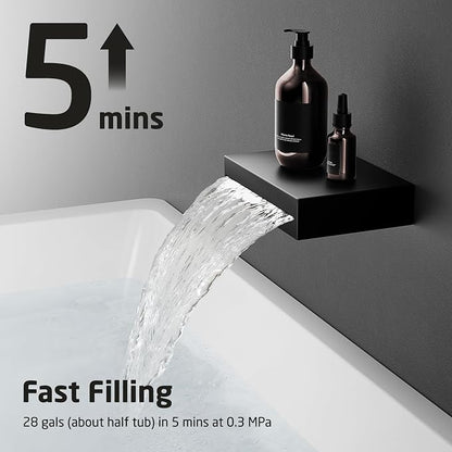 KES Shower System with Tub Spout, Matte Black Shower Faucet Set Complete 10 Inch Rain Shower Head with Handheld Spray and Waterfall Bathtub, cUPC Pressure Balance Shower Valve Trim Kit, XB6305F18-BK - Image 7