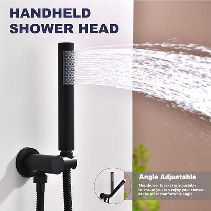 Shower System with Tub Spout, Black Bathtub Shower Faucet Set, 8" Rain Shower Head and Handheld Spray Combo, Round Shower Head and Handle Set with Tub Spout (Valve Included), Matte Black - Image 6