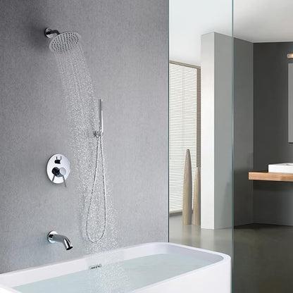 sumerain Rain Shower System with Tub Spout, Tub Shower Faucet Set with 8 inches Shower Head and Hand Shower, Valve Included Chrome - Image 4