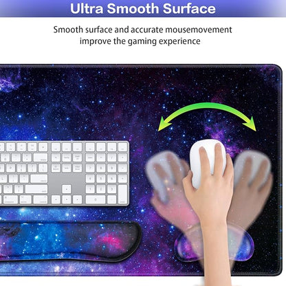 Mouse Pad Galaxy with Wrist Rest, 4-in-1 Large Mousepad+Keyboard Wrist - Image 4