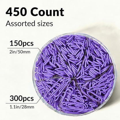 NEEWAY 450pcs Paper Clips Assorted Sizes, Small and Large Paper Clips, Coated - Image 3
