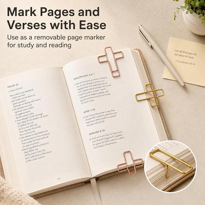 210 Pack Cross Paper Clips, Metal Cross Shaped Bookmarks - Image 6